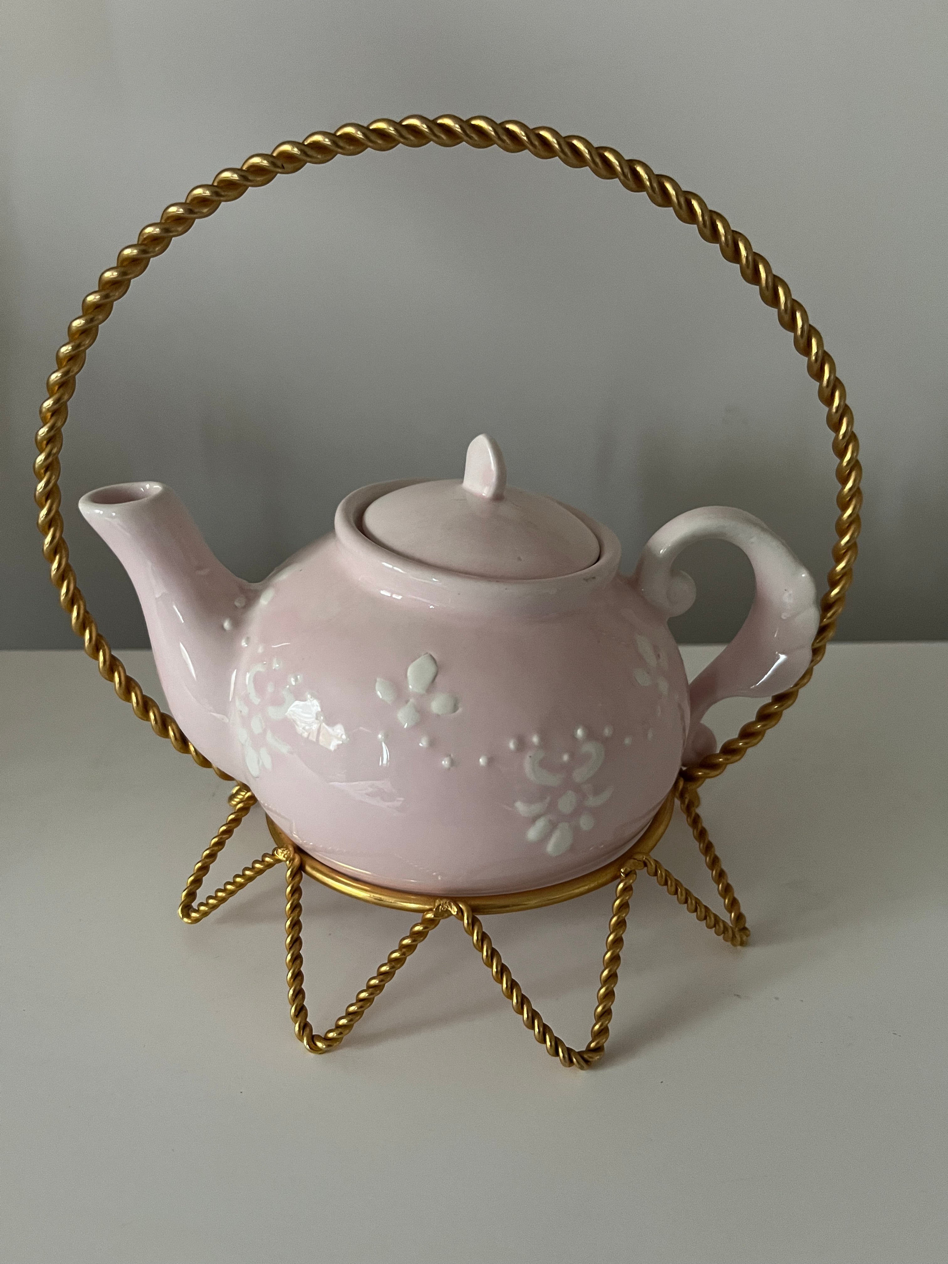 Théière avec socle doré / Collection Way Brocante