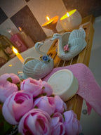 Duo de cygnes en céramique fleurie – style vintage romantique / Collection Way Brocante