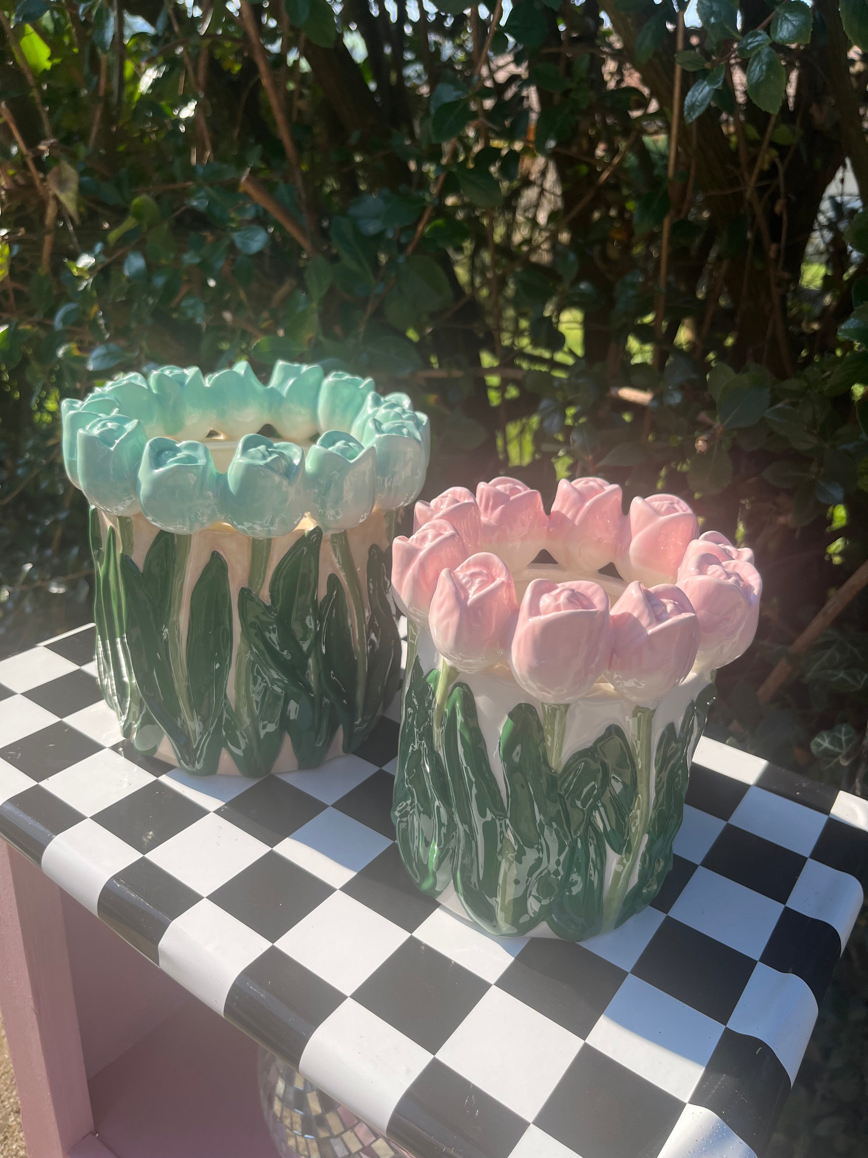 Vase - Tulipes Rose Clair / Vert