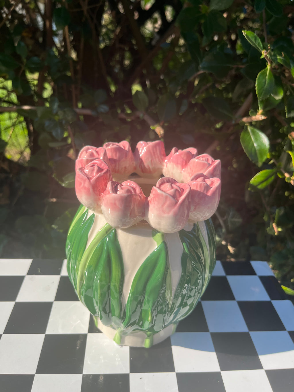 Vase - Tulipes - Rose foncé / vert