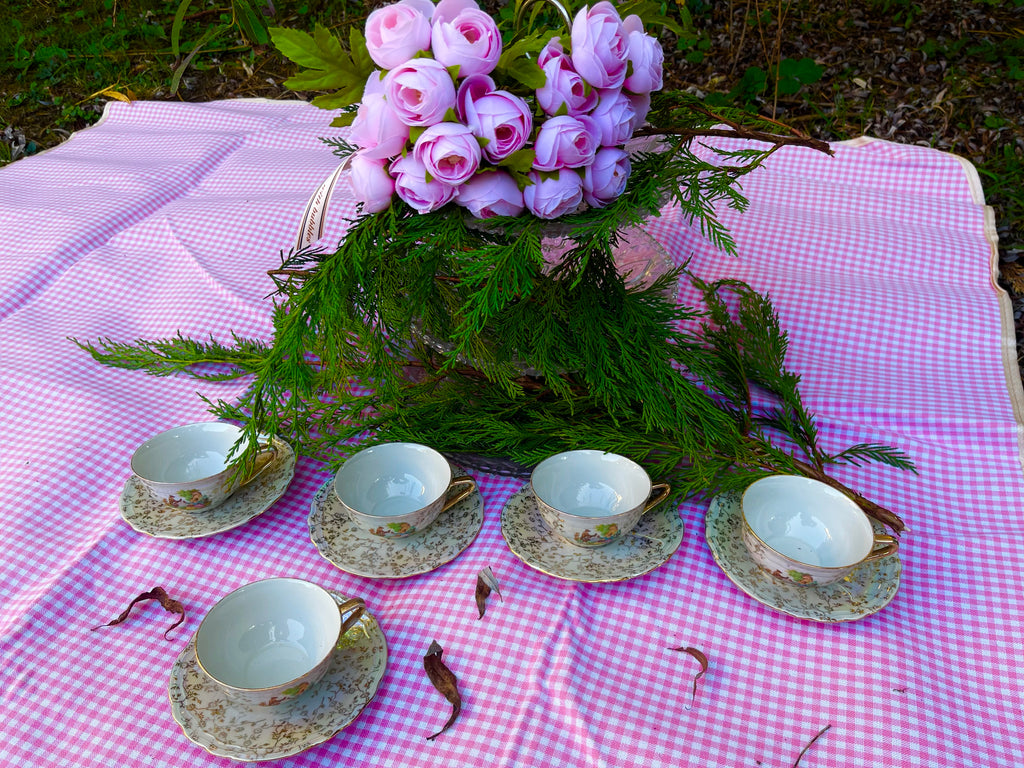 Service de tasses à café ou thé vintage / Collection Way Brocante