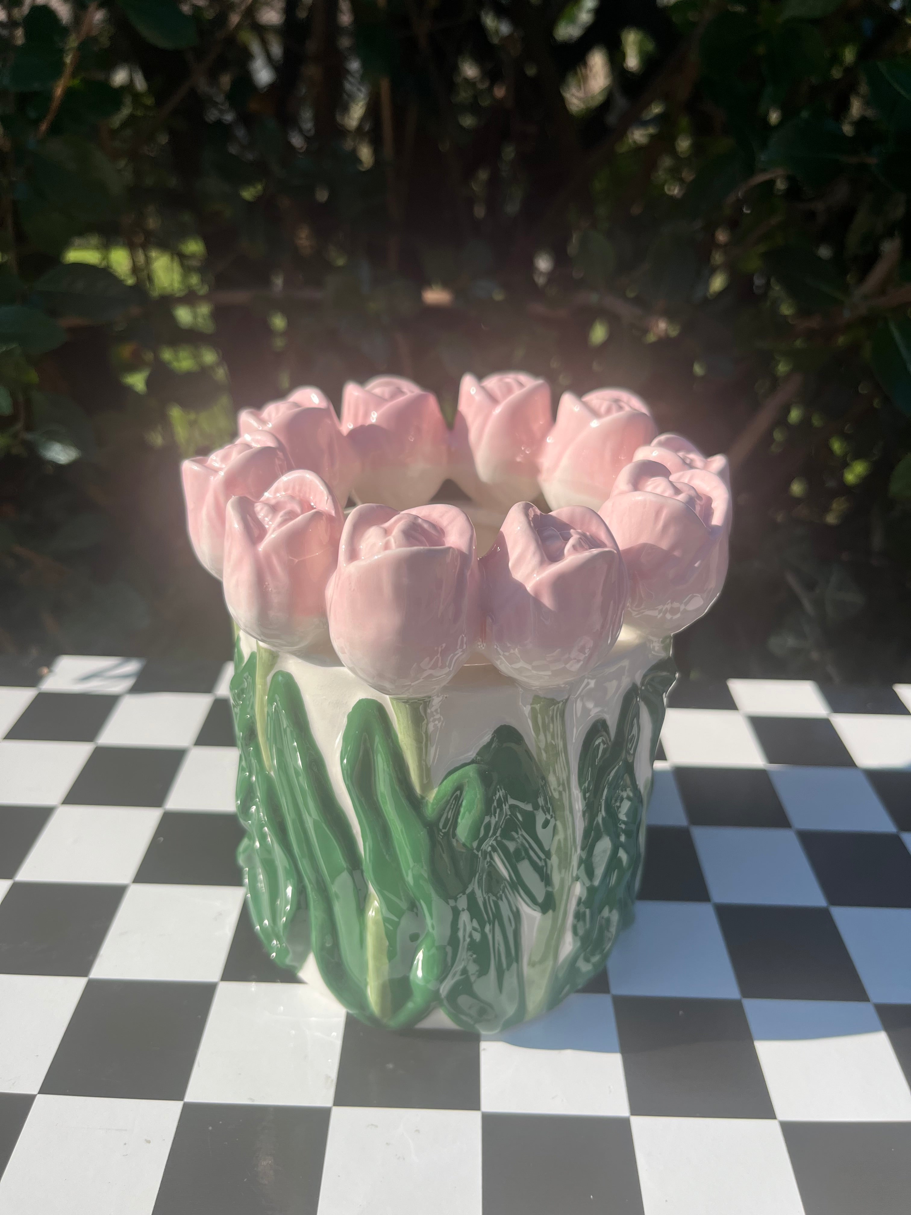 Vase - Tulipes Rose Clair / Vert