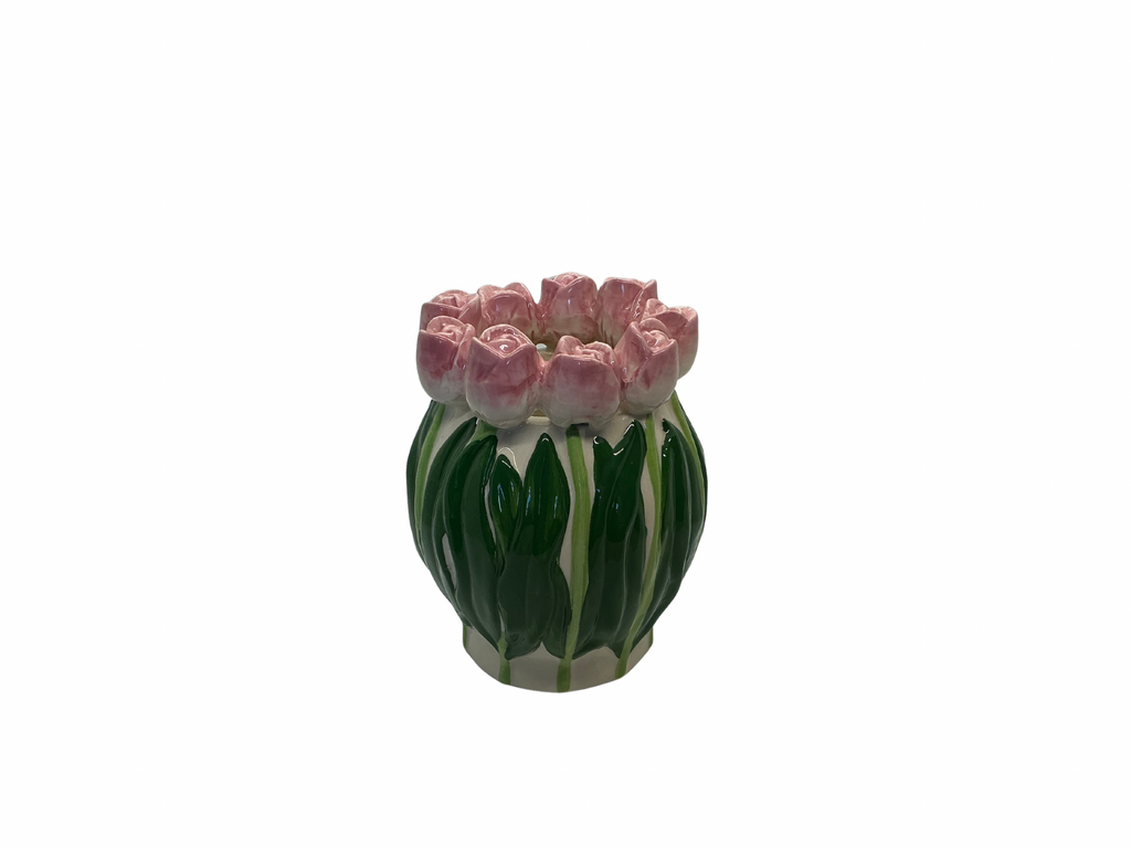 Vase - Tulipes - Rose foncé / vert