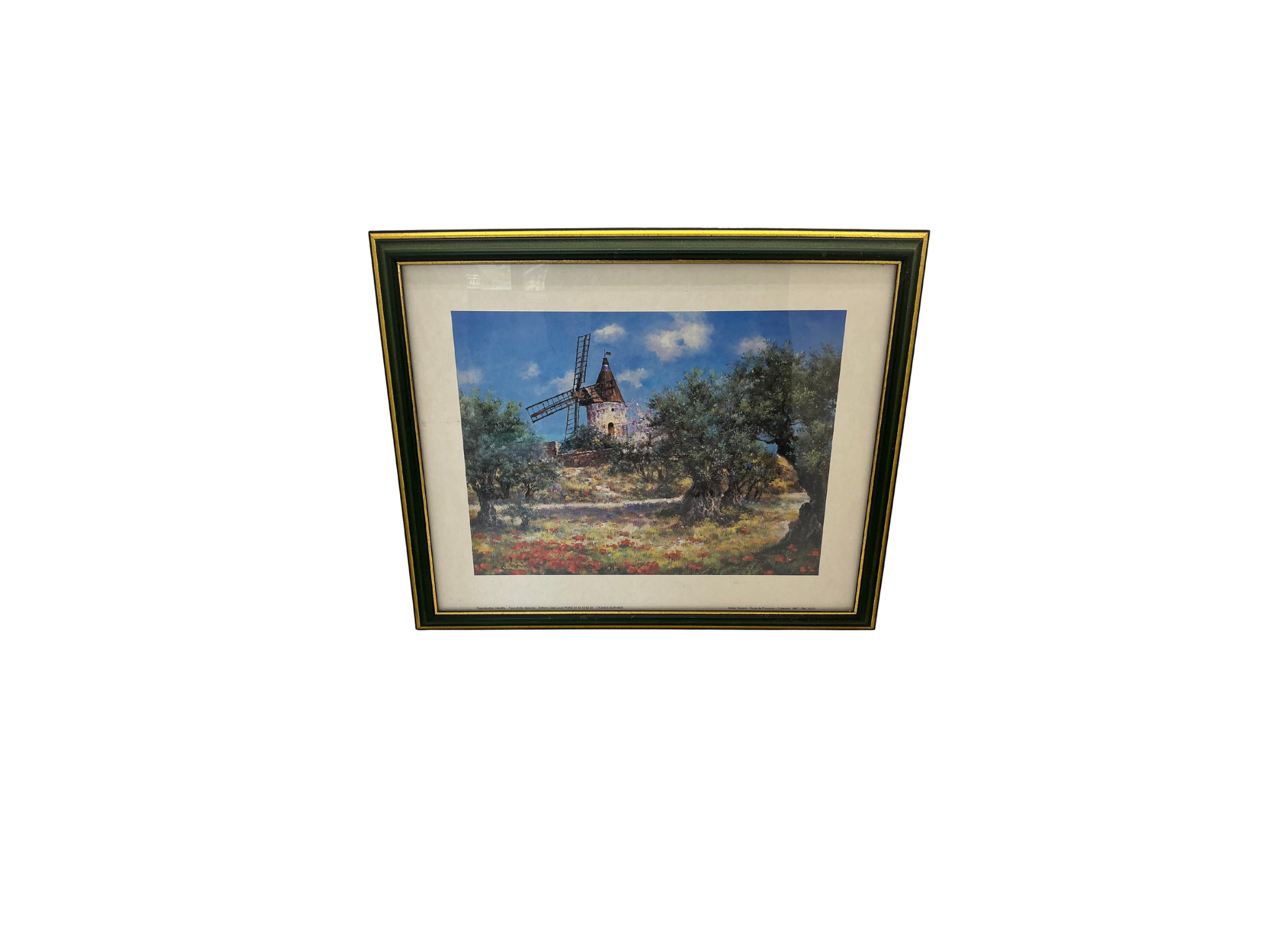 Lithographie Encadrée "Atelier Vincent" - Paysage de Provence (1997) / Brocante
