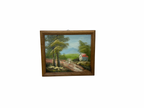 Tableau original peint à la main - Paysage de campagne rustique / Brocante