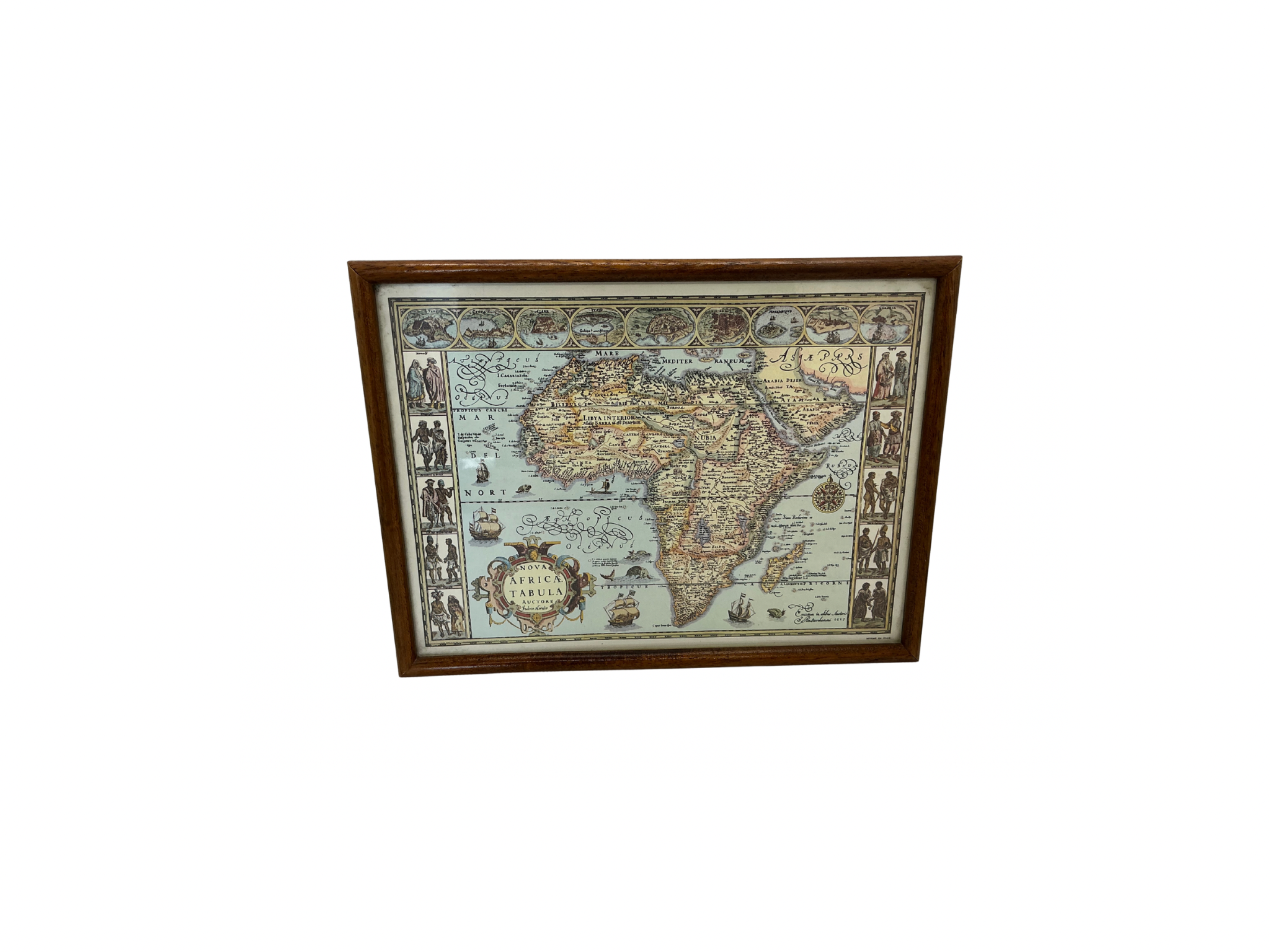 3 Cartes Marines Anciennes Encadrées - Europe, Afrique, Amérique / Brocante